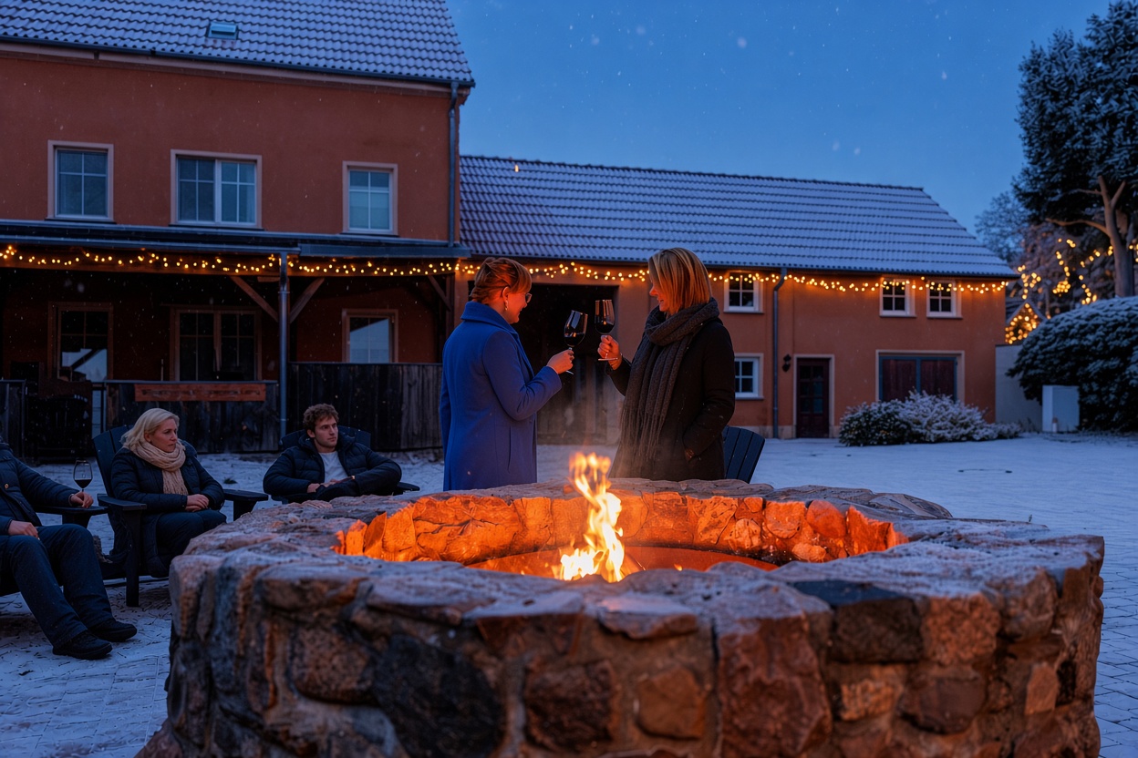 Weihnachtsfeier bei Project JUNE – Lagerfeuer im Winter